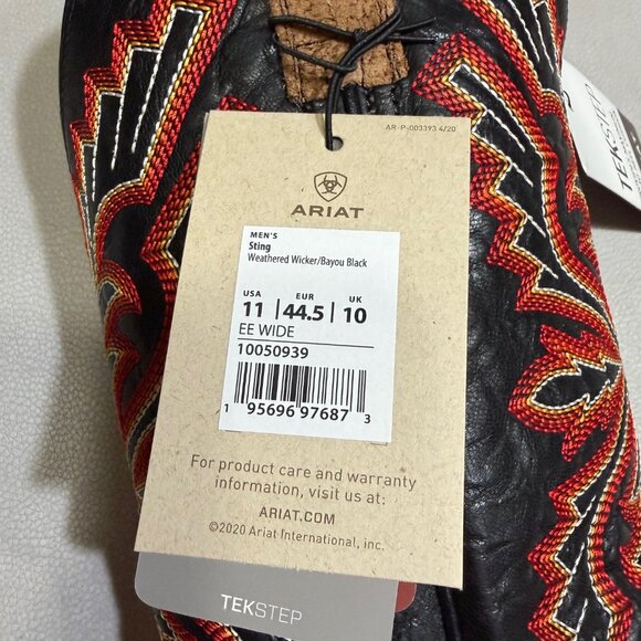 ARIAT Men's Sting Cowboy Boot, Bayou Black/Weathered Wicker, 11 Wide - Picture 3 of 11